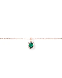 Created Emerald & .50 Carat TW Laboratory-Grown Diamond Halo Ring in 10kt Rose Gold