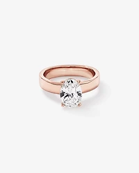 Bague solitaire en or rose 14 carats sertie d'un diamant ovale de 2,00 cultivé laboratoire