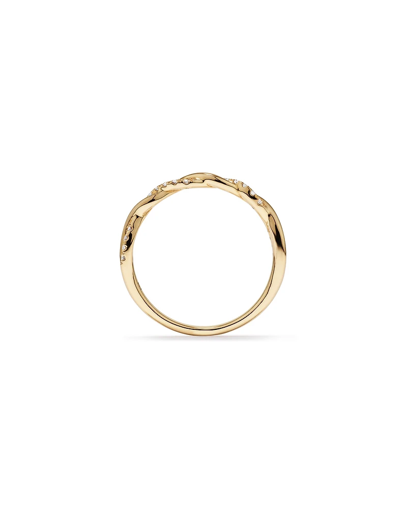 0.11 Carat TW Diamond Twist Wedding Ring in 14kt Yellow Gold