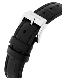 Men's Watch in Stainless Steel & Black Leather