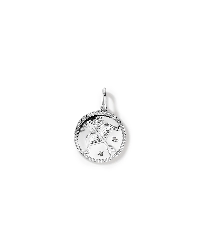 Diamond Accent Sagittarius Zodiac Pendant in Sterling Silver