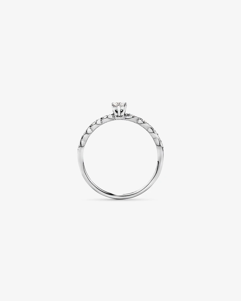Bague de promesse en or blanc 10 carats avec diamant rond brillant laboratoire (poids total 0,17 carat)