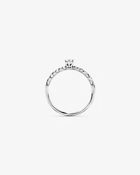 Bague de promesse en or blanc 10 carats avec diamant rond brillant laboratoire (poids total 0,17 carat)