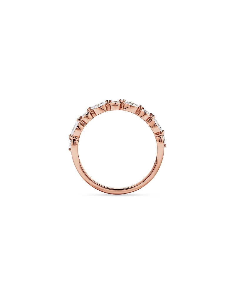 0.43TW Marquise and Round Brilliant Diamond Twist Wedding Ring 14kt Rose Gold