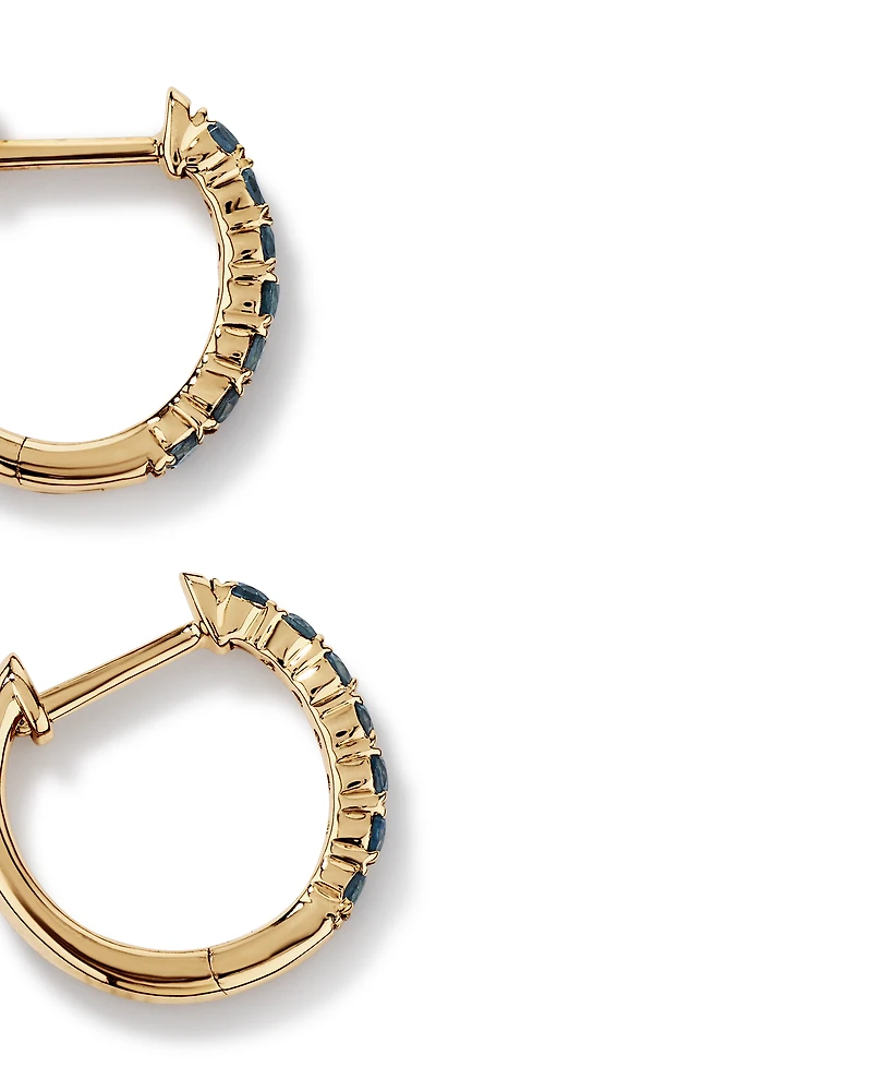 Créoles à topaze bleu de Londres en or jaune 10 carats