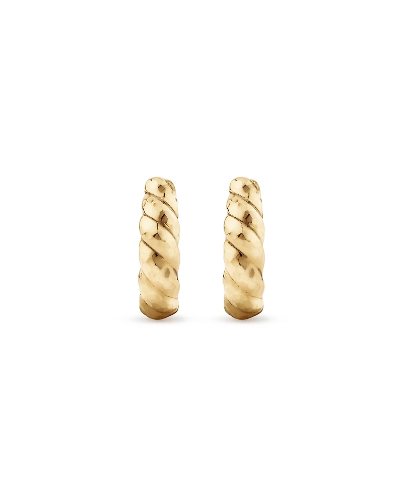 Diamond-Cut Dome Hoop Studs in 10kt Yellow Gold