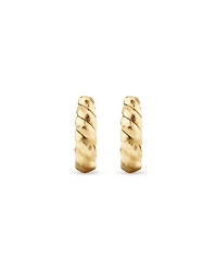 Diamond-Cut Dome Hoop Studs in 10kt Yellow Gold