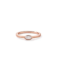 Marquise Cut White Created Sapphire East-to-West Set Bezel Ring 10kt Rose Gold