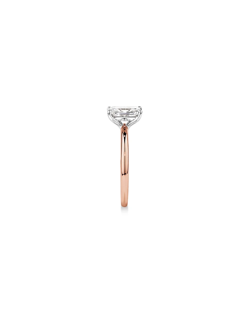 Bague de fiançailles solitaire en diamant de laboratoire TW Radiant de 1,25 carat en or rose et blanc 14 carats