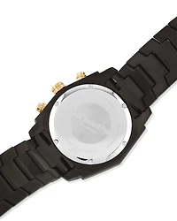 Montre chronographe solaire en acier inoxydable de tons doré et noir à diamants totalisant 0,5 ct pour homme