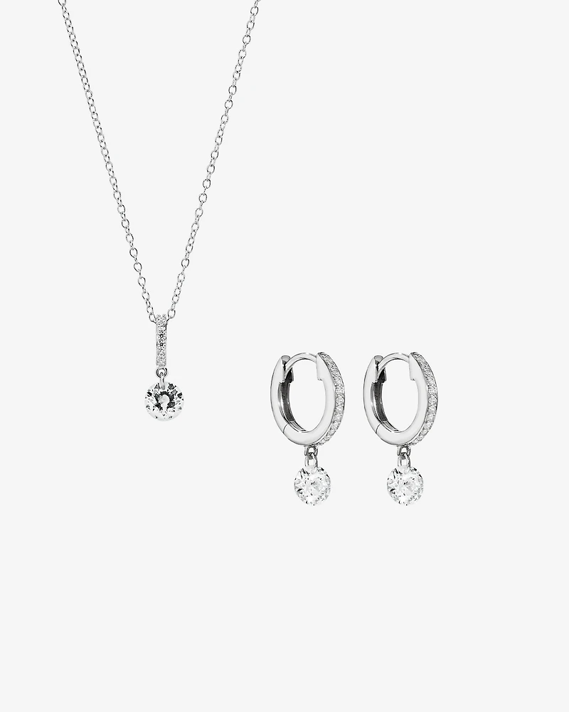 Cubic Zirconia Drop Jewellery Gift Set in Sterling Silver