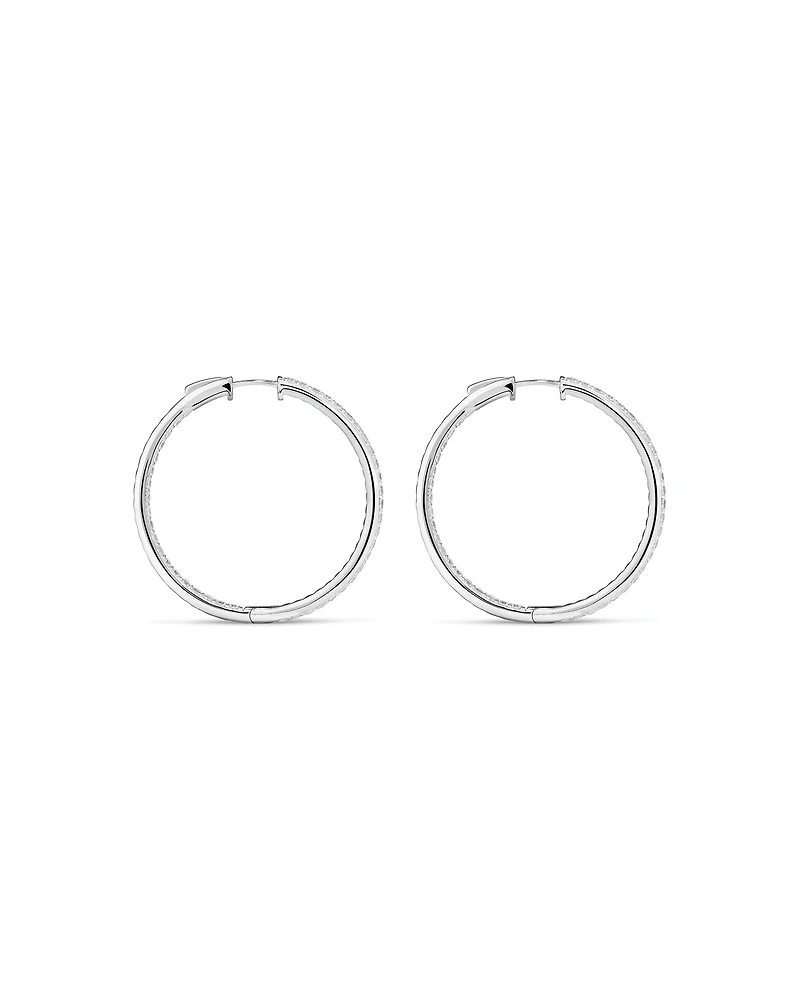 Hoop Earrings with Cubic Zirconia in Sterling Silver