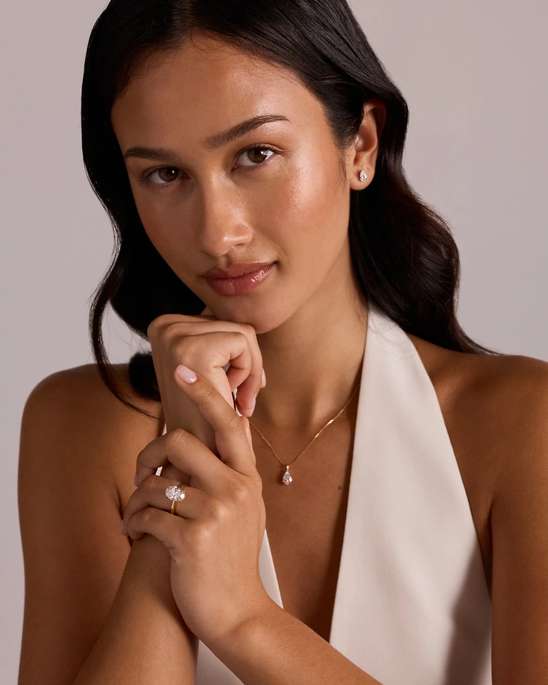 3.10 Carat TW Oval Cut Laboratory-Grown Diamond Solitaire Ring in 18kt Yellow Gold