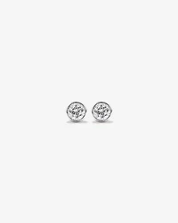 0,25 carat TW Boucles d’oreilles rondes à lunette solitaire avec diamants brillants en or blanc 18 carats