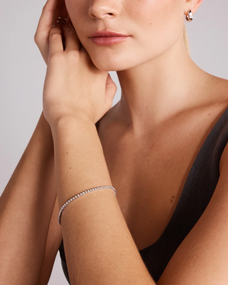 Bracelet de tennis en diamant cultivé en laboratoire 1,00 carat TW en argent sterling