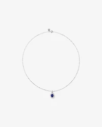 Created Sapphire & 0.47 TW Carat TW Laboratory-Grown Diamond Pendant with Chain in 10kt  White Gold