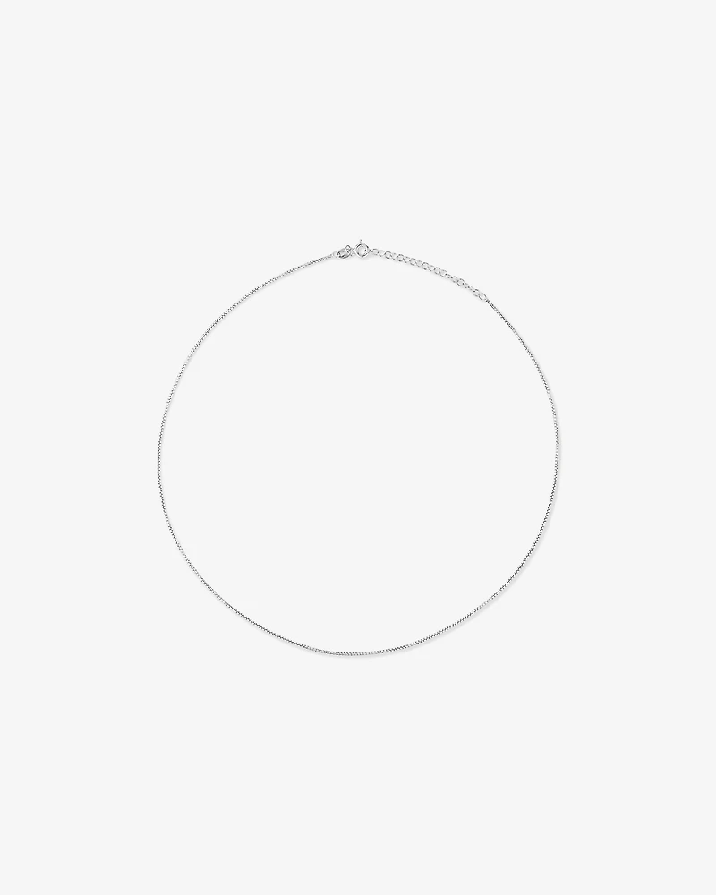 50cm (20") 1.25mm Width Round Box Chain Necklace in Sterling Silver