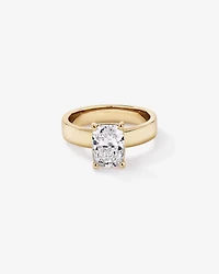 Bague solitaire en or jaune 14 carats sertie d'un diamant de laboratoire taille coussin allongé 2,00
