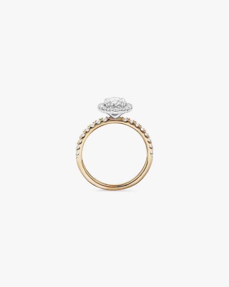 1.78 Carat TW Oval Laboratory-Grown Diamond Halo Engagement Ring in 14kt Yellow and White Gold