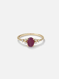 Bague Rubis avec diamants 0,12 ct PT en or jaune 10