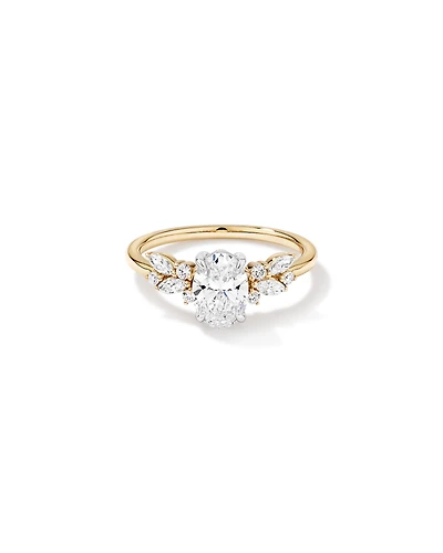 1.40 Carat TW Oval Cut Laboratory-Grown Diamond Marquise & Round Side Stone Engagement Ring 14kt Yellow White Gold