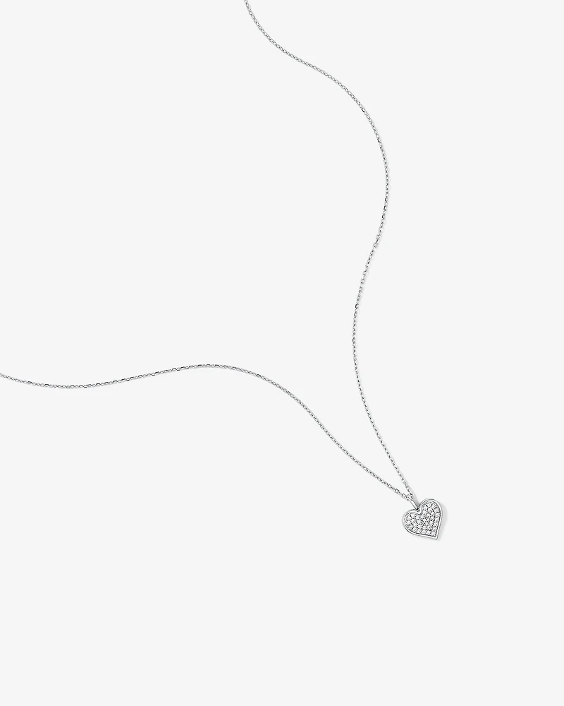 Collier Pendentif Coeur Fermé en Zircon Cubique en Argent Sterling