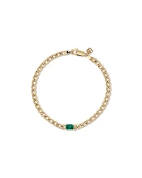 Created Emerald Curb Link Bracelet in 10kt Yellow Gold