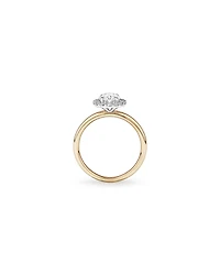 Bague De Fiançailles Halo En Diamant Laboratoire Taille Ovale 1,46 Carat Poids Total Or Jaune Et Blanc 14 Carats