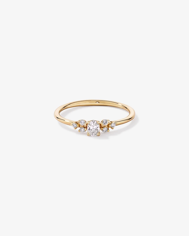 0.20 Carat TW Oval and Round Brilliant Laboratory-Grown Diamond Promise Ring 10kt Gold