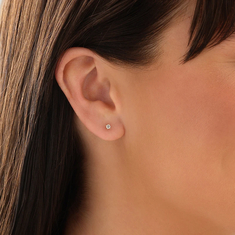 Solitaire Stud Earrings with 0.10 Carat TW of Diamonds 10kt Yellow Gold