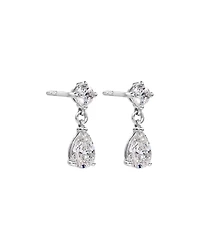 LAB. Drop Earrings with 1.00 Carat TW Pear and Round Brilliant Laboratory-Grown Diamonds in 10kt White Gold