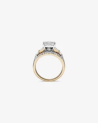 Bague de fiançailles en or blanc et jaune 14 K avec diamants totalisant 1,75 ct