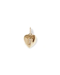 Diamond Accent Love Heart Lock Pendant in 10kt Yellow Gold