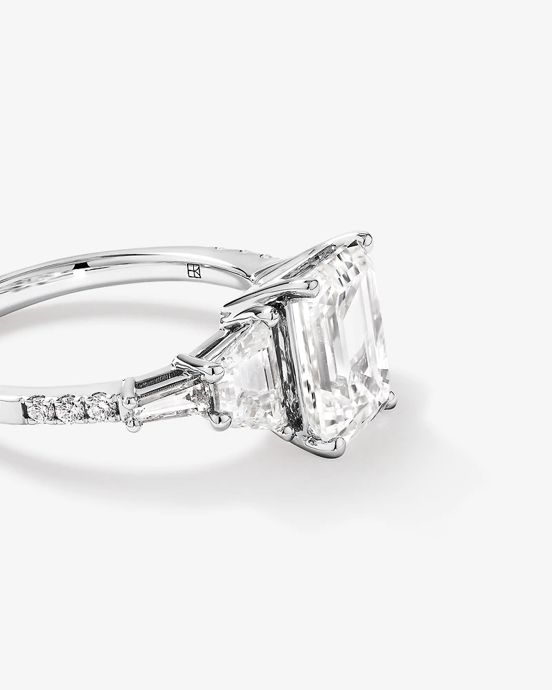 4.26 Carat TW Emerald Cut Laboratory-Grown Diamond Engagement Ring in 18kt White Gold