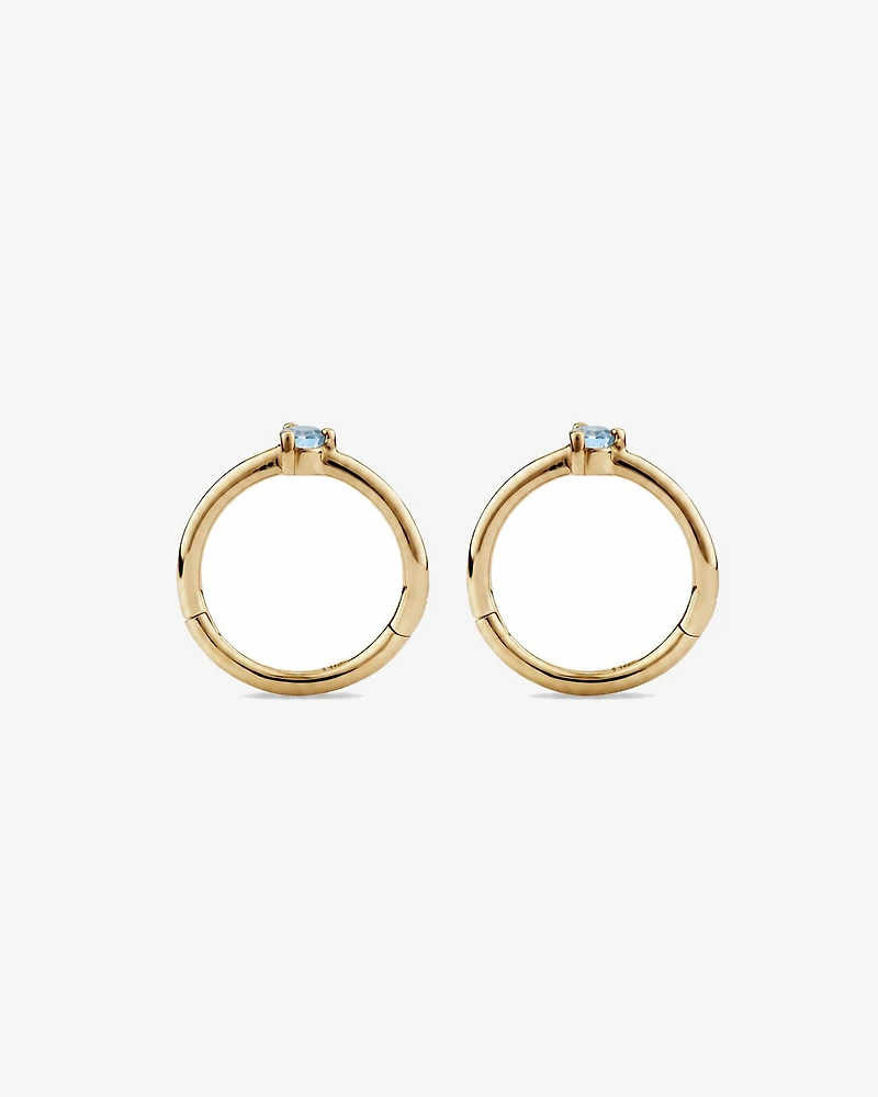 10mm Aquamarine Accent Sleepers in 10kt Yellow Gold
