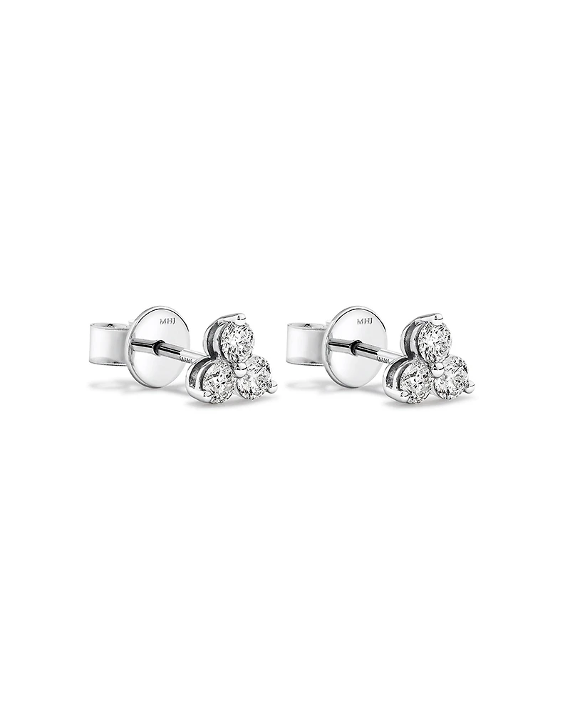 0.50 Carat TW Round Brilliant Diamond Trio Stud Earrings in 10kt White Gold