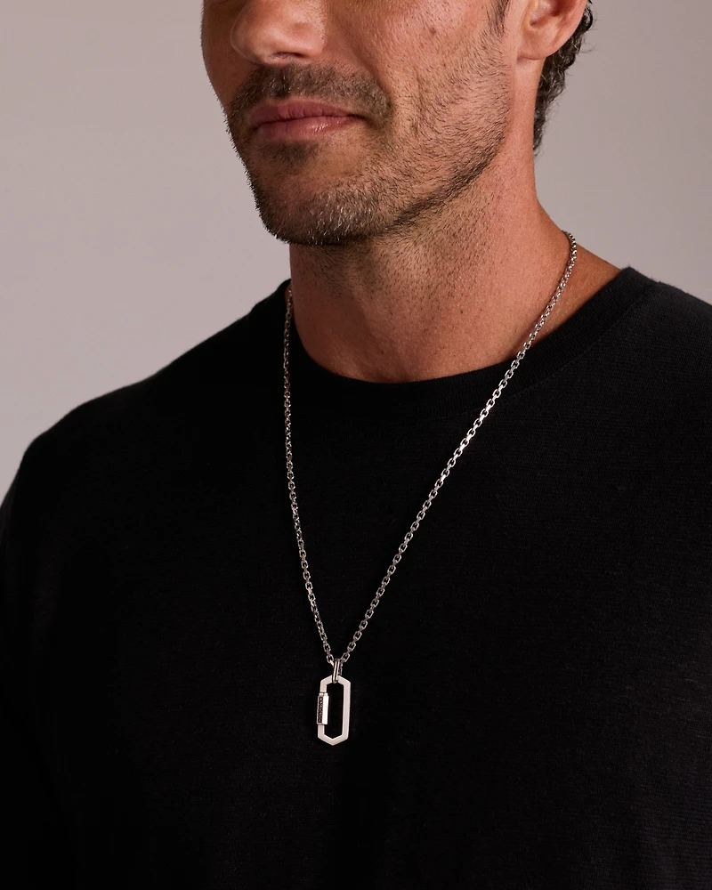 Pendentif pour hommes avec diamants noirs sur chaîne épaisse en argent sterling