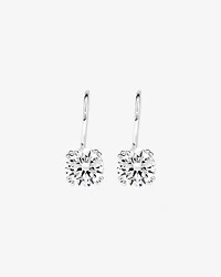Boucles D'Oreilles Pendantes En Zircon Cubique Rond Brillant Avec Crochet De Berger En Argent Sterling
