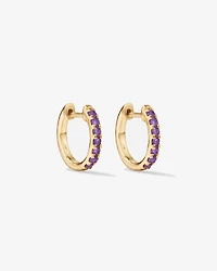 Amethyst Huggie Hoop Earrings in 10kt Yellow Gold