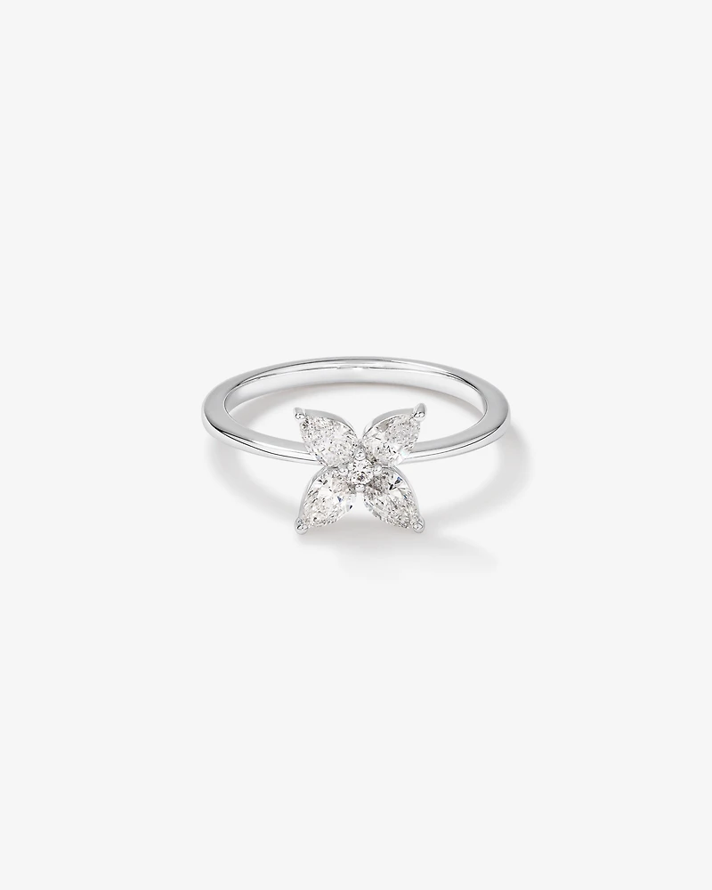 Bague en diamants de laboratoire TW Floret de 0,62 carat en or blanc 10 carats