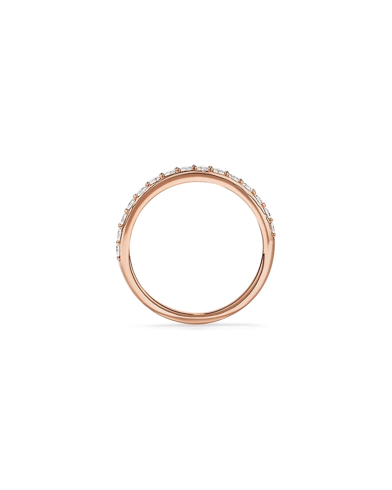 Alliance en or rose 14 carats sertie d'un diamant rond brillant de synthèse 0,50 carat
