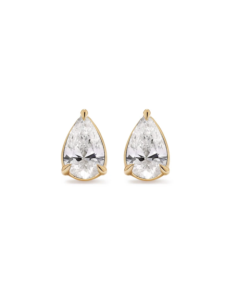 Coffret pendentif et boucles d’oreilles en diamant poire cultivé en laboratoire de 0,64 carat TW en or jaune 10 carats