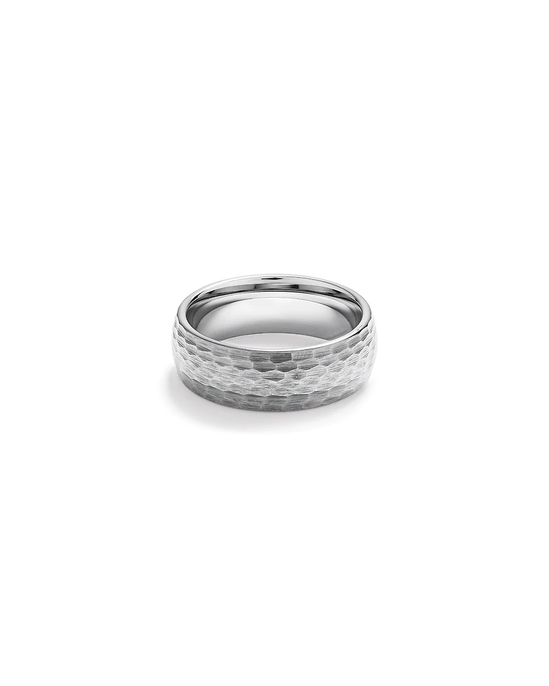 8mm Hammered Wedding Band in Tungsten