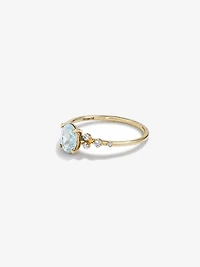 Aquamarine and 0.12 Carat TW Diamond Ring 10kt Yellow Gold