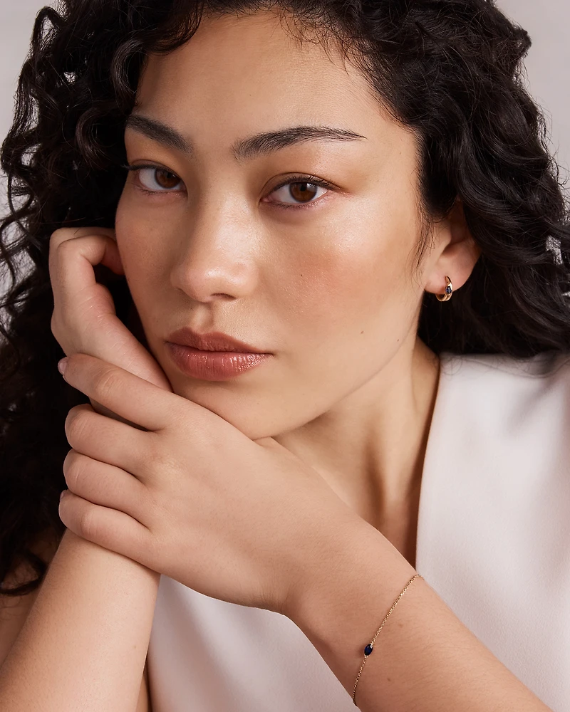 East West Marquise-Cut Created Sapphire Bracelet in 10kt Yellow Gold