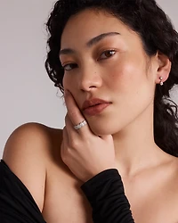 LAB. Drop Earrings with 1.00 Carat TW Pear and Round Brilliant Laboratory-Grown Diamonds in 10kt White Gold