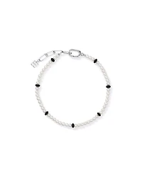 Cultured Freshwater Pearl & Onyx Bracelet in Sterling Silver
