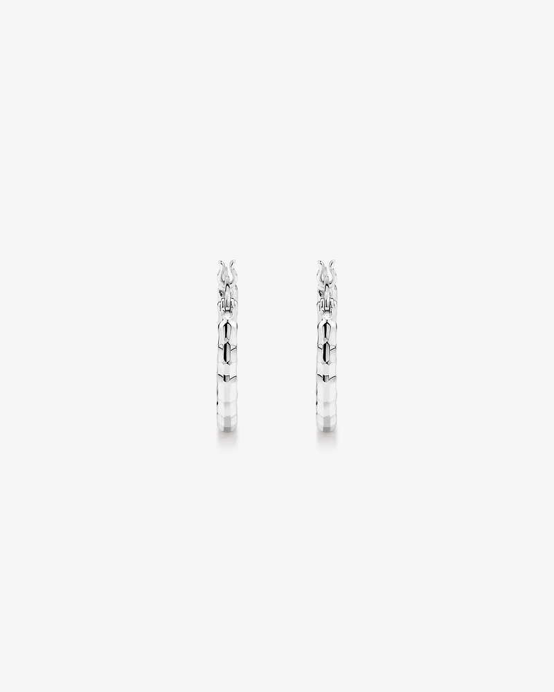 Boucles D'Oreilles Créoles À Texture Diamantée En Argent Sterling