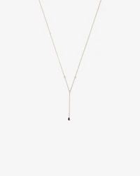 Pear Cut Purple Amethyst Gemstone and Diamond Lariat Necklace in 10kt Yellow Gold