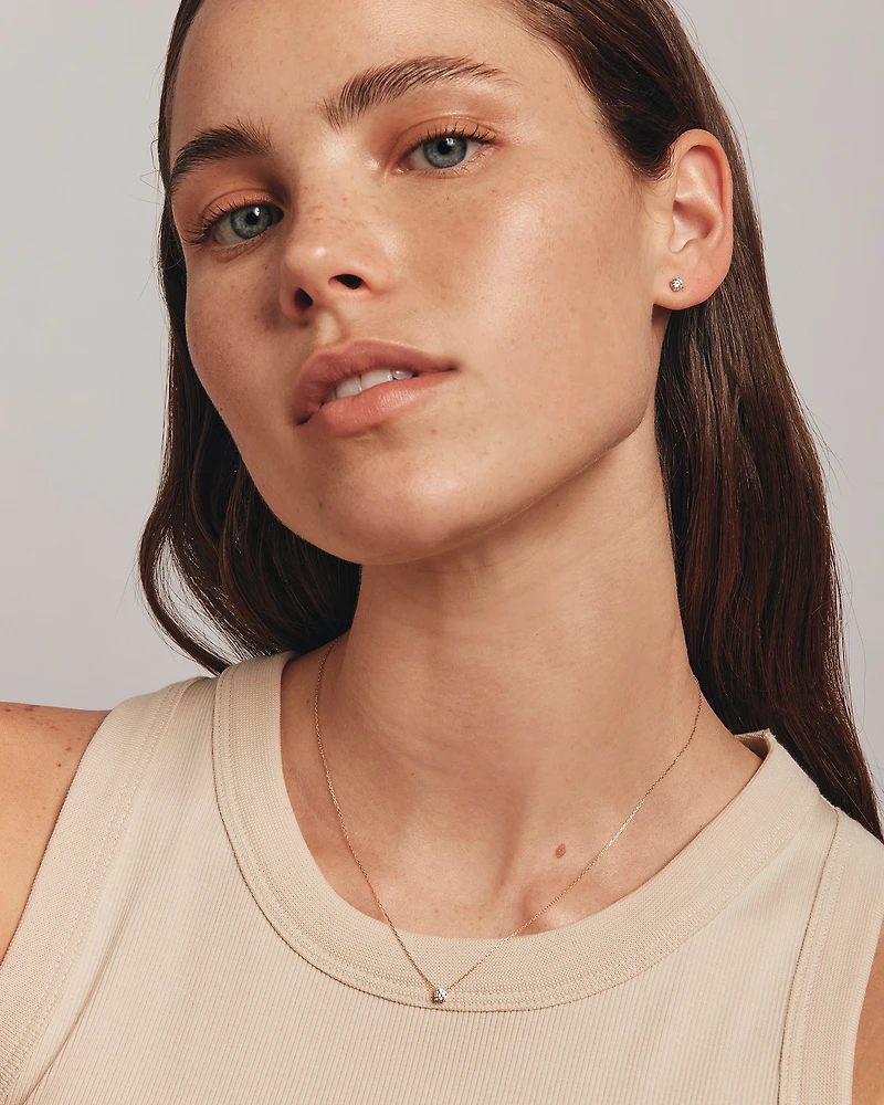 Boucles d’oreilles et pendentif en diamants cultivés en laboratoire TW de 0,60 carat sertis en or jaune 10 carats